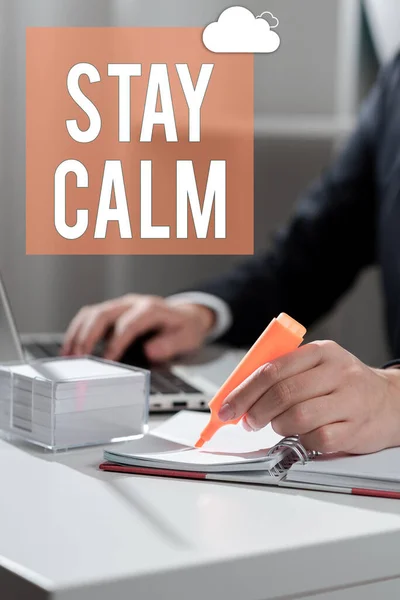 Conceptual Caption Stay Calm Word Maintain State Motion Smoothly Even — Stock Photo, Image