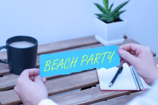 Inspiration Showing Sign Beach Party Business Showcase Small Big Festival — Stock Photo, Image