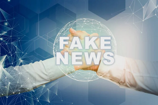 Текстовий Підпис Представляє Fake News Бізнес Ідея Надаючи Інформацію Щоб — стокове фото