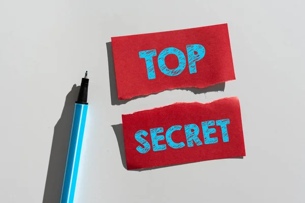 Assinar Exibindo Top Secret Visão Geral Negócio Dizendo Alguém Dados — Fotografia de Stock