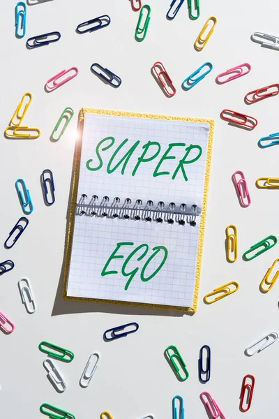 Inspiracja Pokazując Znak Super Ego Przegląd Biznesowy Lub Każdej Osoby — Zdjęcie stockowe