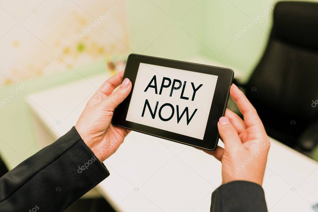 Handwriting text Apply Now, Conceptual photo An act of a person to acquire the job related to the profession -47089