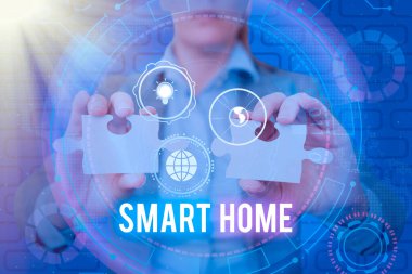 Metin gösterimi yazılıyor Smart Home, Otomasyon sistemi denetimi için kelime aydınlatma iklim eğlence sistemleri - 48707