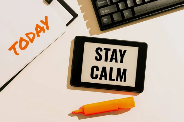 Sign Displaying Stay Calm Internet Concept Maintain State Motion Smoothly — Stock Photo, Image
