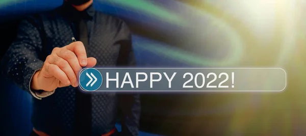 Σύμβολο Κειμένου Δείχνει Happy 2022 Business Βιτρίνα Ώρα Την Ημέρα — Φωτογραφία Αρχείου