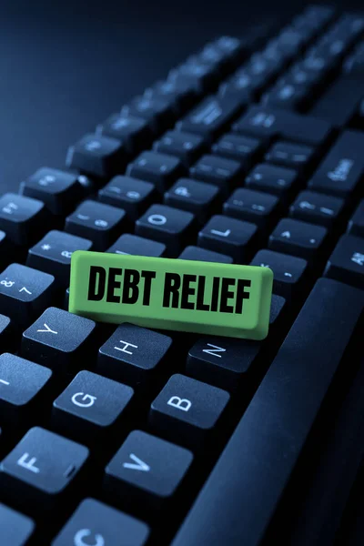 Legenda Texto Apresentando Alívio Dívida Conceito Que Significa Remissão Parcial — Fotografia de Stock