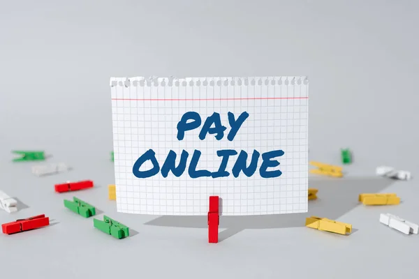 Text Rukopisu Pay Online Word Napsáno Koupit Produkty Nebo Služby — Stock fotografie