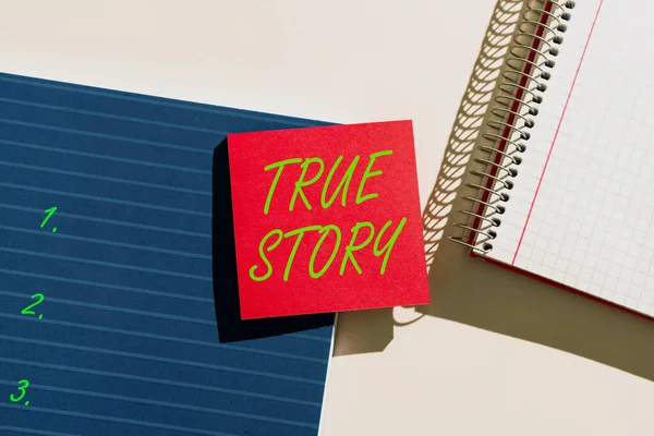 Escrevendo Exibindo Texto True Story Abordagem Negócios Dia Dia Experiências — Fotografia de Stock