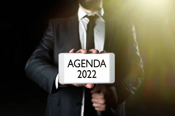 Inspiration Montrant Signe Agenda 2022 Liste Photos Conceptuelles Des Activités — Photo