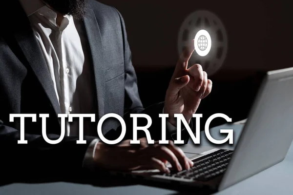 Text sign showing Tutoring, Conceptual photo An act of a person employed to administer knowledge to someone -47273