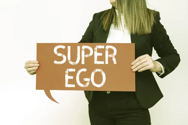 Signo Texto Que Muestra Super Ego Visión General Del Negocio —  Fotos de Stock