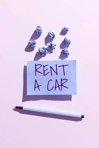 Szöveges Megjelenítés Rent Car Üzleti Koncepció Fizet Ideiglenes Járműhasználat Egy — Stock Fotó