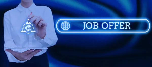 Logga Med Jobberbjudande Word Peron Eller Företag Som Ger Möjlighet — Stockfoto