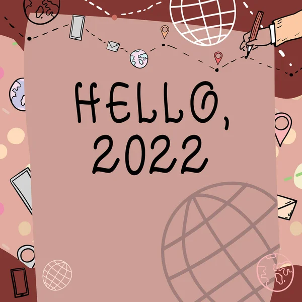 Wyświetlacz Koncepcyjny Hello 2022 Business Concept Expression Gesture Greeting Answer — Zdjęcie stockowe