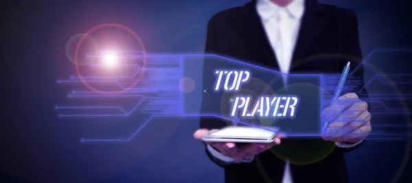 Konceptuell Bildtext Top Player Business Showcase Bäst Sportspel Som Fotboll — Stockfoto