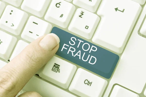 Tanda Teks Yang Menunjukkan Stop Fraud Saran Kampanye Business Showcase — Stok Foto