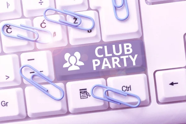Texto Escritura Mano Club Party Concepto Que Significa Reunión Social — Foto de Stock