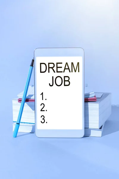 Konceptuální Zobrazení Dream Job Word Written Akt Který Placen Platu — Stock fotografie