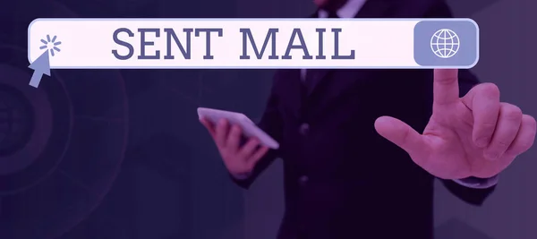 Ręczne Pisanie Znaku Wysłany Mail Koncepcja Znaczenie Zdarzenia Gdzie List — Zdjęcie stockowe