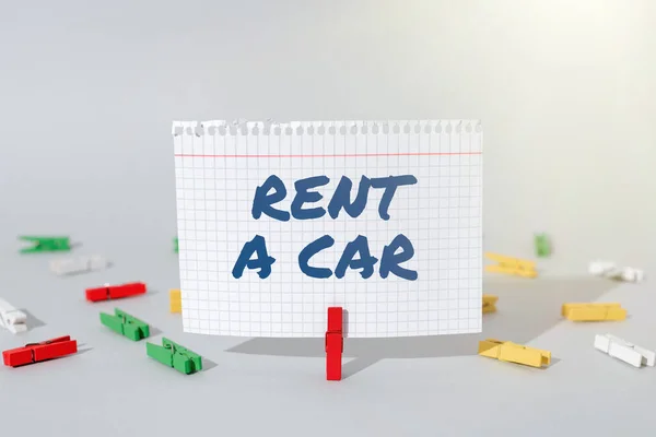 Szöveg Felirat Bemutatása Rent Car Üzleti Áttekintés Fizető Ideiglenes Járműhasználat — Stock Fotó