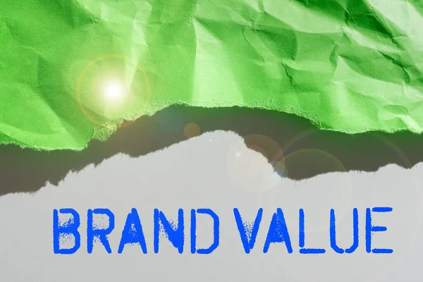 Testo Didascalia Che Presenta Brand Value Business Idea Azienda Genera — Foto Stock