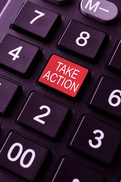 Ručně Psané Znamení Take Action Obchodní Nápad Radí Někomu Aby — Stock fotografie