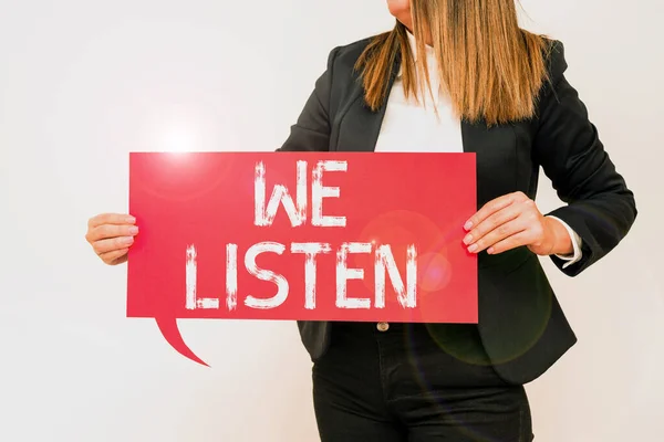 Kézírás Szöveg Listen Business Idea Group Show Willing Hear Anything — Stock Fotó