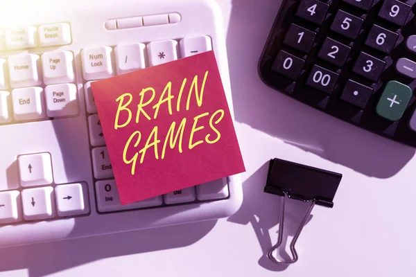 Концептуальный Дисплей Brain Games Word Psychological Tactic Manipulate Intimidate Opponent — стоковое фото
