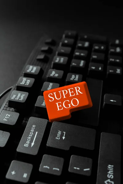 stock image Text showing inspiration Super Ego, Business idea The I or self of any person that is empowering his whole soul -48871