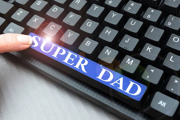 Handwriting Text Super Dad Internet Concept Children Idol Super Hero — Stock Photo, Image