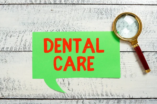 Γράμματα Χέρι Σημάδι Οδοντιατρική Φροντίδα Word Γράφει Για Συντήρηση Των — Φωτογραφία Αρχείου