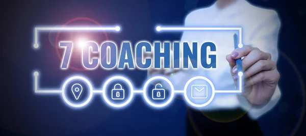 Text Sign Showing Coaching Word Written Refers Number Figures Business — Stock Photo, Image