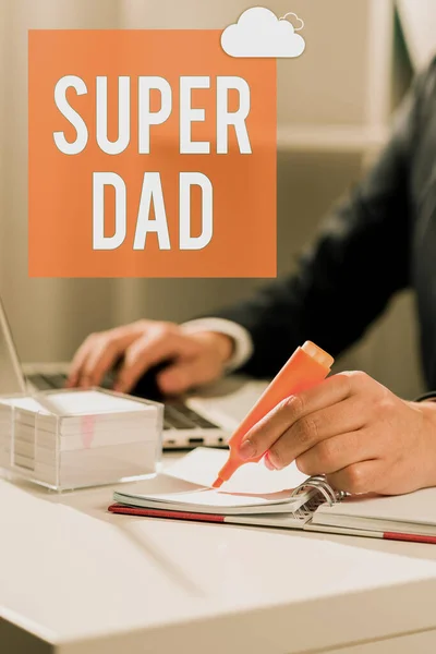 Conceptual Display Super Dad Business Overview Children Idol Super Hero — Stock Photo, Image