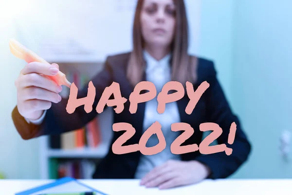 Inspirace Ukazující Znamení Happy 2022 Koncept Znamená Čas Nebo Den — Stock fotografie