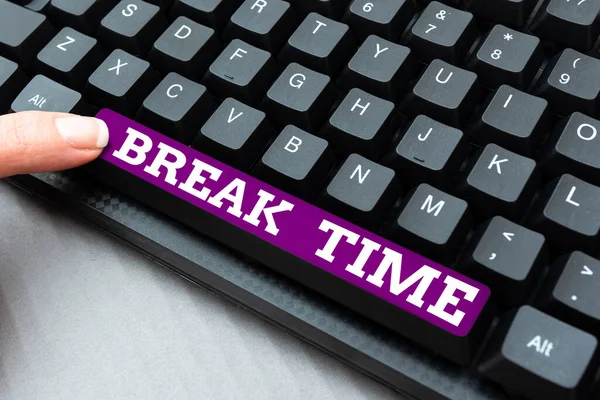 Legenda Texto Apresentando Break Time Ideia Negócio Período Descanso Recreação — Fotografia de Stock
