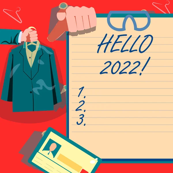 Szöveg Felirat Bemutató Hello 2022 Word Hope Great Happen Coming — Stock Fotó