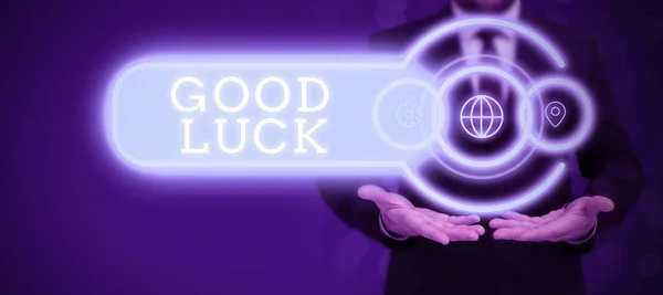 Podpis Tekstowy Przedstawiający Good Luck Internet Concept Pozytywny Los Lub — Zdjęcie stockowe