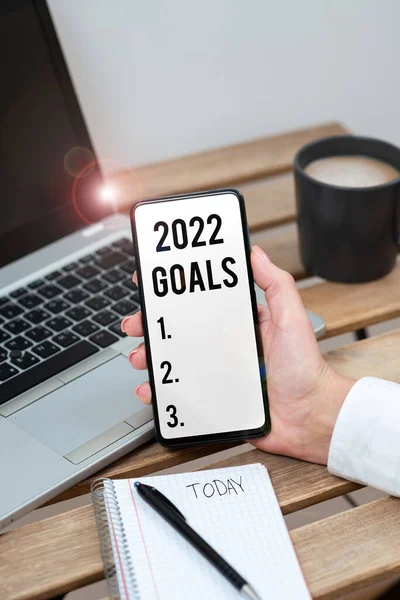 Hand Writing Sign 2022 Goals Internet Concept Ένα Σχέδιο Για — Φωτογραφία Αρχείου