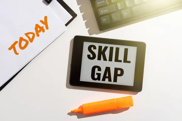 Text Bildtext Presenterar Skill Gap Word Skrivet Hänvisa Till Person — Stockfoto