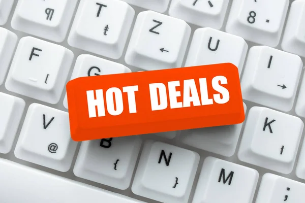Inspiration Visar Tecken Hot Deals Affärsidé Ett Avtal Genom Vilket — Stockfoto