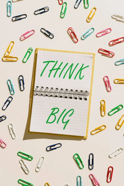 Tekst Pisma Ręcznego Think Big Business Showcase Plan Something High — Zdjęcie stockowe