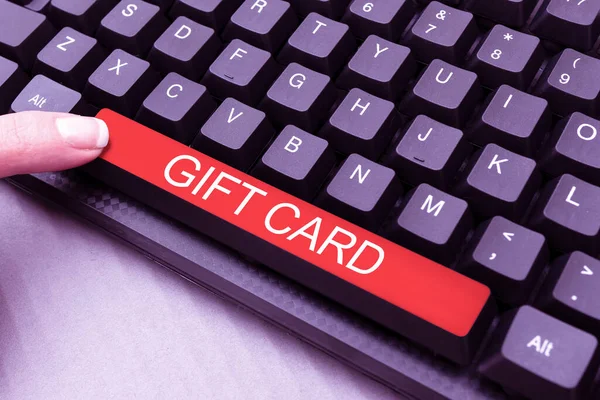 Sinal Escrita Mão Gift Card Conceito Negócio Presente Geralmente Feito — Fotografia de Stock