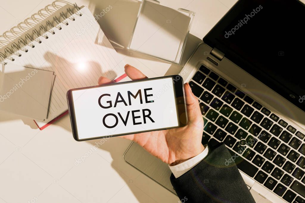 Señal que muestra el juego terminado, Concepto que significa una