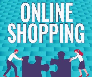 El yazısı metni Çevrimiçi Alışveriş, İş yaklaşımı tüketicilerin mallarını İnternet Meslektaşları Yapboz Parçalarını Bir arada Gösteren Yapboz Yapbozu üzerinden satın almalarına olanak sağlıyor.