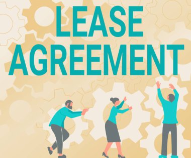 Kira Sözleşmesi 'ni gösteren imza, bir tarafla yapılan iş şovu sözleşmesi, Yeni İş Akımı Hazırlama Ekibi Hazırlayan Çarkçı İş Arkadaşları' nın kira sözleşmesini kabul ediyor.