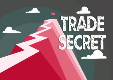 Ticaret Sırrı ve İş Genel Görünümü 'nü gösteren metin işareti Fikri Mülkiyet Dağı' nın hedeflere ulaşmayı sembolize ettiğini gösteren bir ürün hakkında gizli bilgi.
