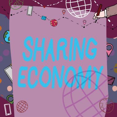 Dünya üzerinde Adımlar İçin El Çizimi Kılavuzu ile Düz Whiteboard 'a erişim sağlanmasına dayalı Ekonomi, İş Fikri Ekonomisi Modelini gösteren metin işareti.