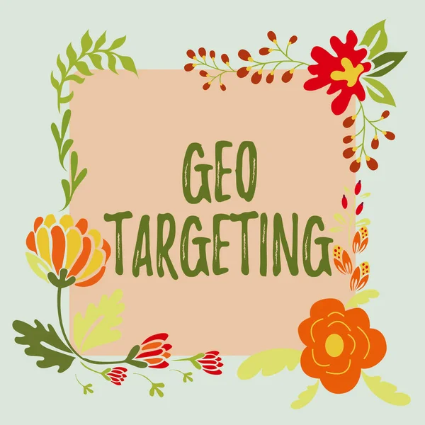 Inspiráció Mutató Jel Geo Targeting Word Digital Ads Views Address — Stock Fotó