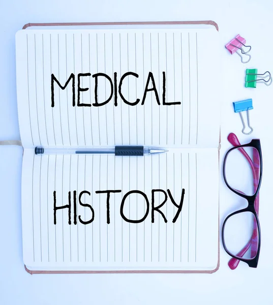 Inspiratie Met Uithangbord Medische Geschiedenis Bedrijfsconcept Achtergrond Van Een Persoon — Stockfoto
