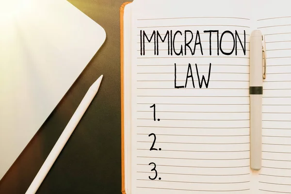 Tekst Bijschrift Presenteren Immigration Law Internet Concept Emigratie Van Een — Stockfoto